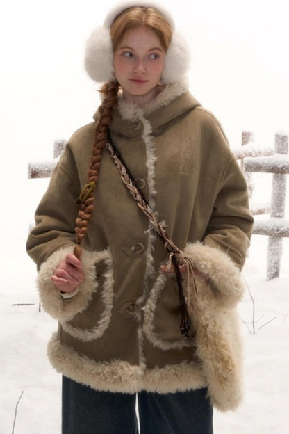 リバーシブルスエードファーコート