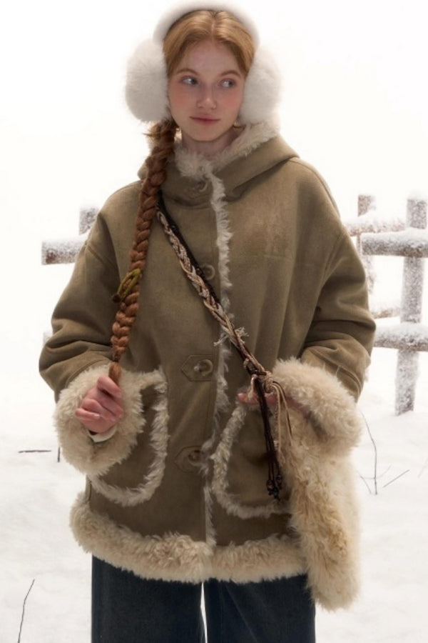 リバーシブルスエードファーコート