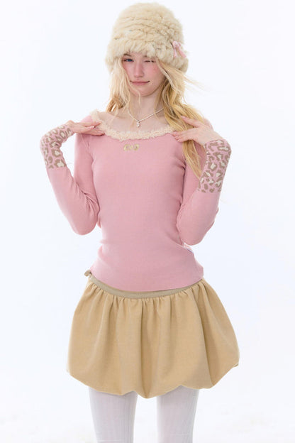 レオパードプリントニットセーター