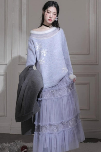 ホリデースノーフレークワンショルダートップス