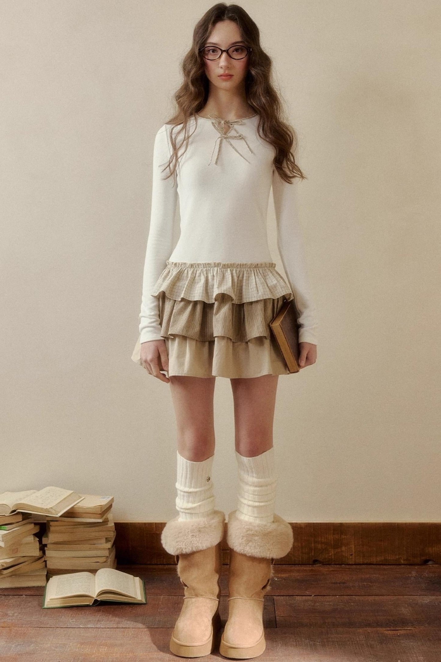 レトロチェックレイヤードドレス