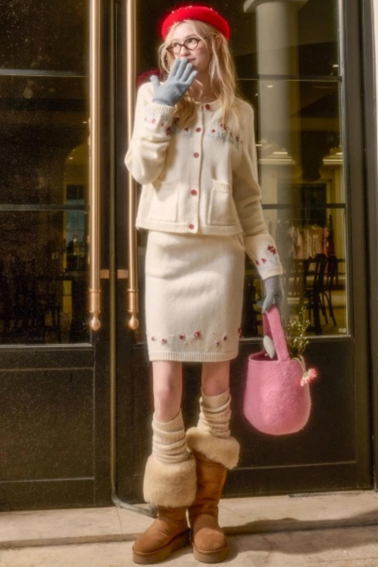 スイートベリーニットトップス+タイトスカート