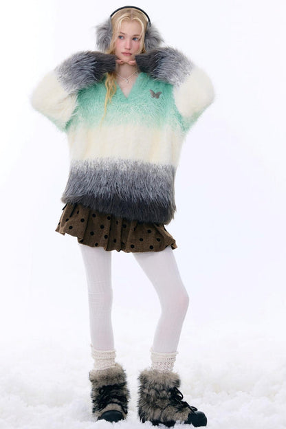 Retro Gradient Buoy Neck Sweater