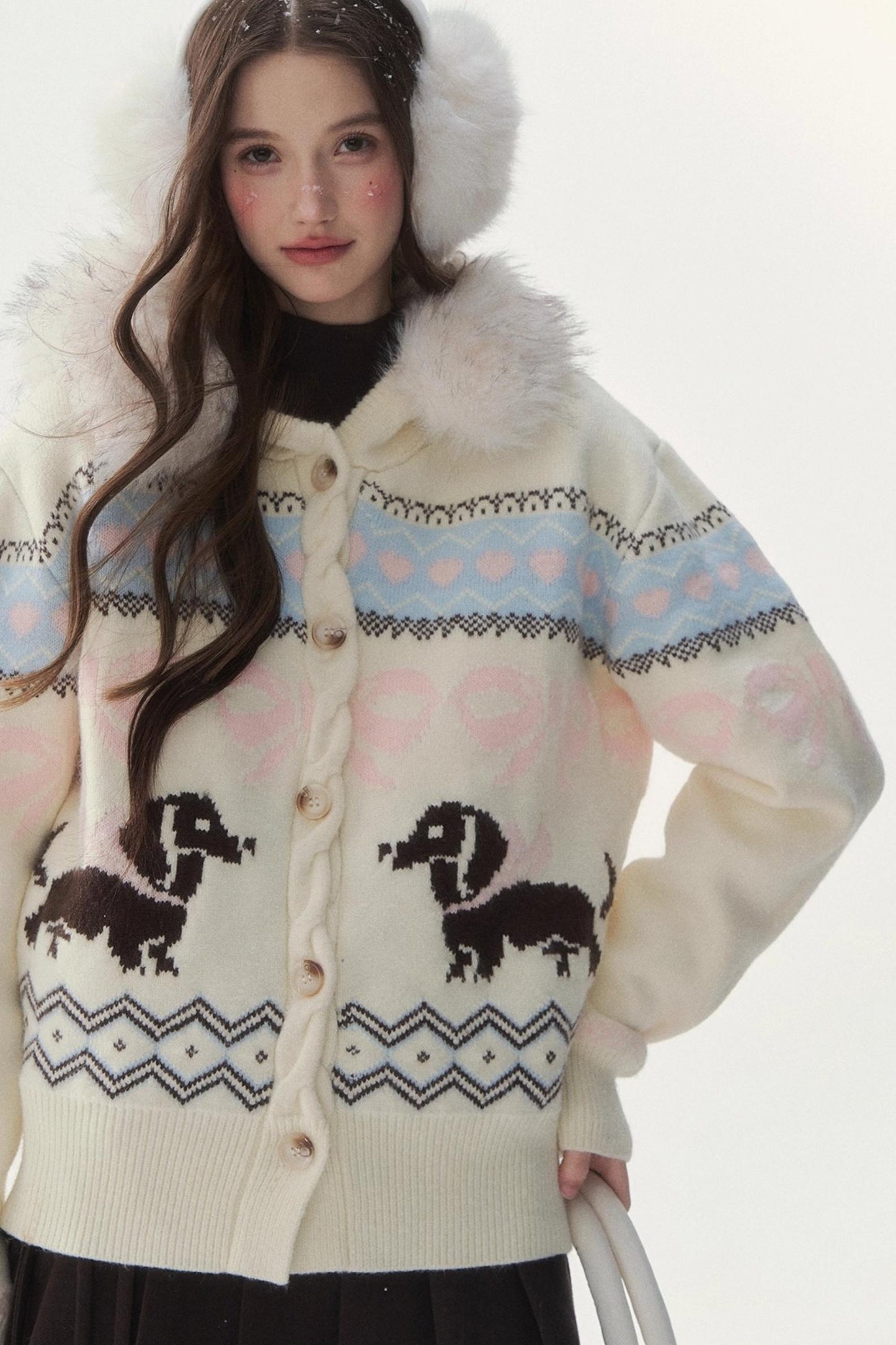 レトロフェアアイルダックスセーターカーディガン