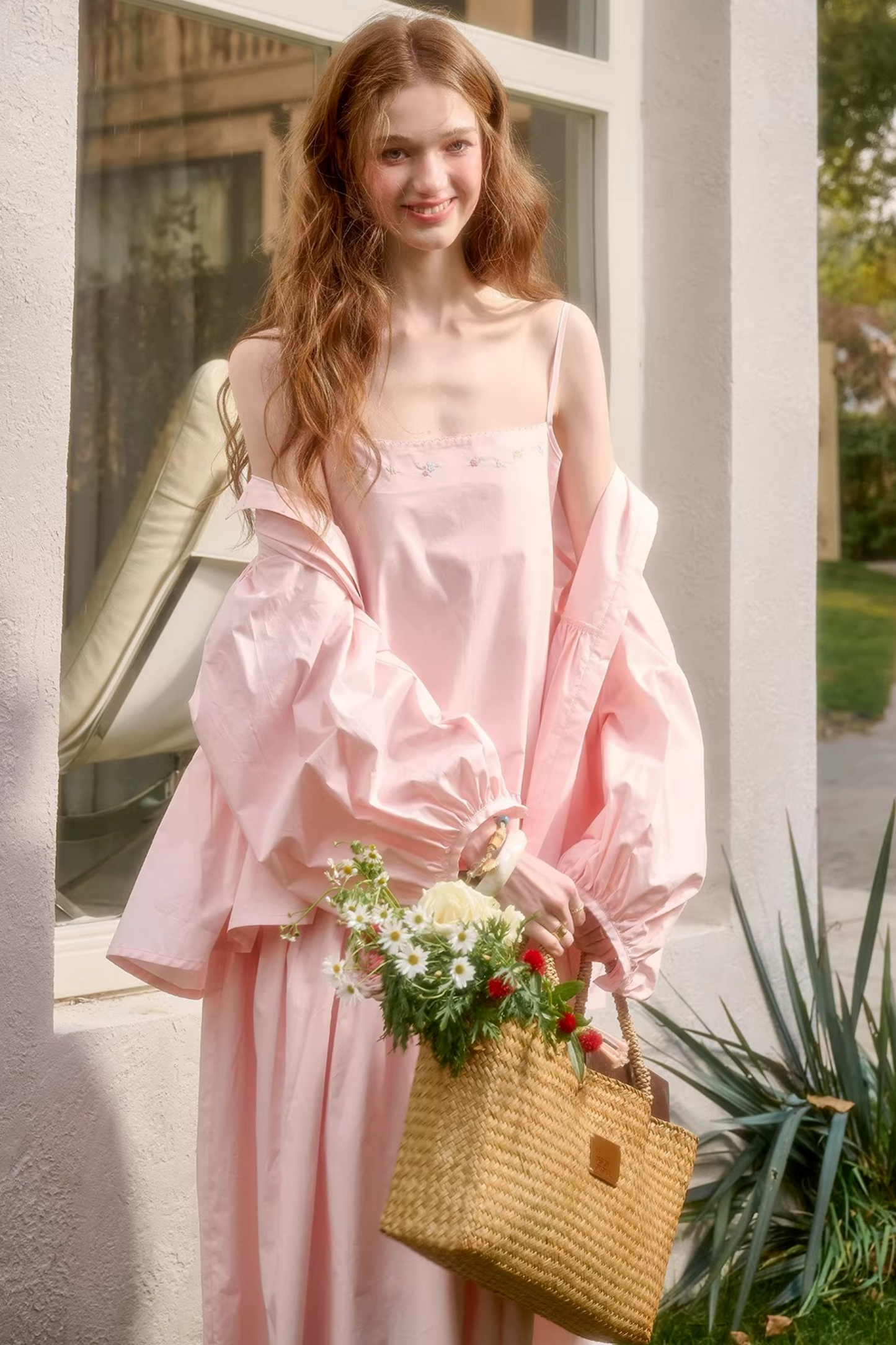 ベビーピンクスイートドレス+シャツ