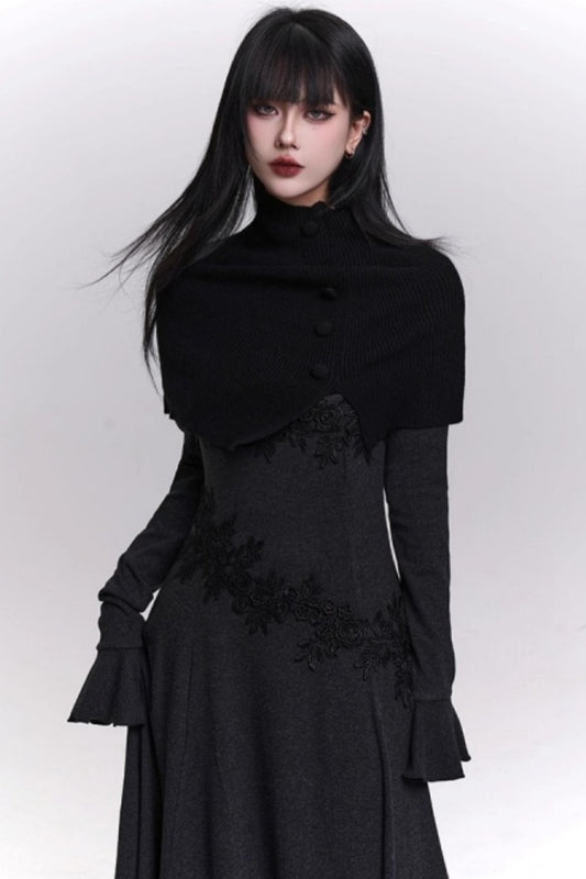 Gray Off-the-shoulder Knit Dress