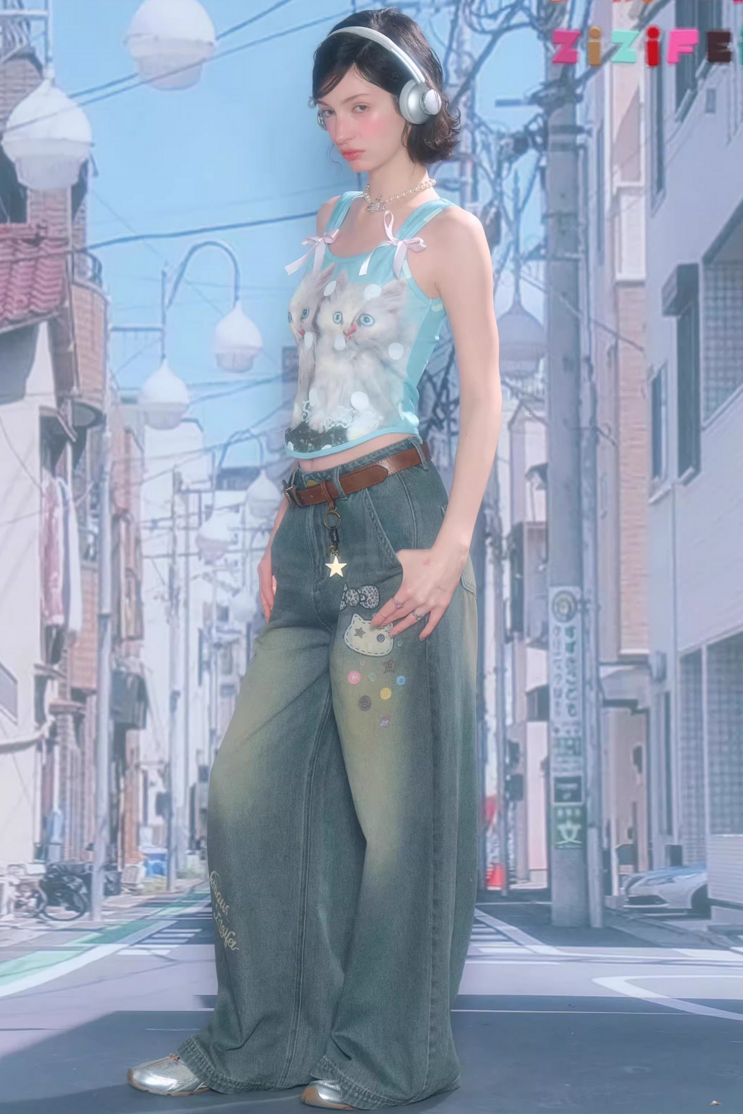 軟糖貓咪圓點上衣