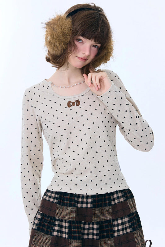 Polka Dot Chain Knit Top