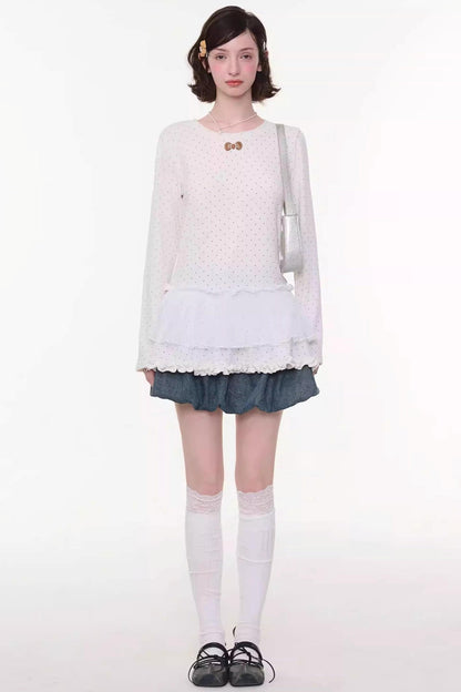 Sweet Bubble Denim Skirt