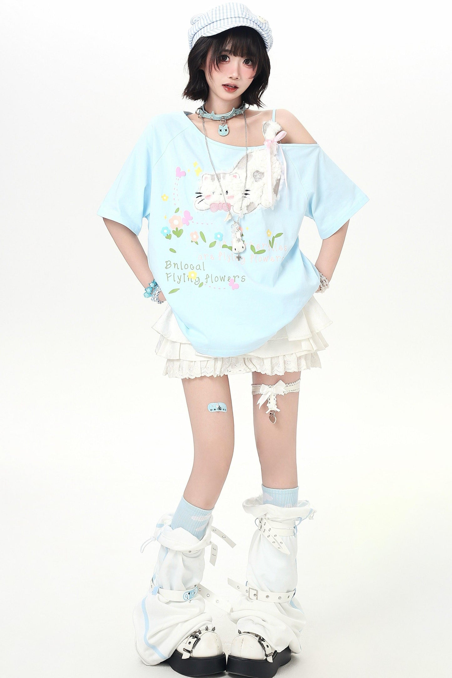 Haut à bretelles et épaules dénudées Chat Mignon