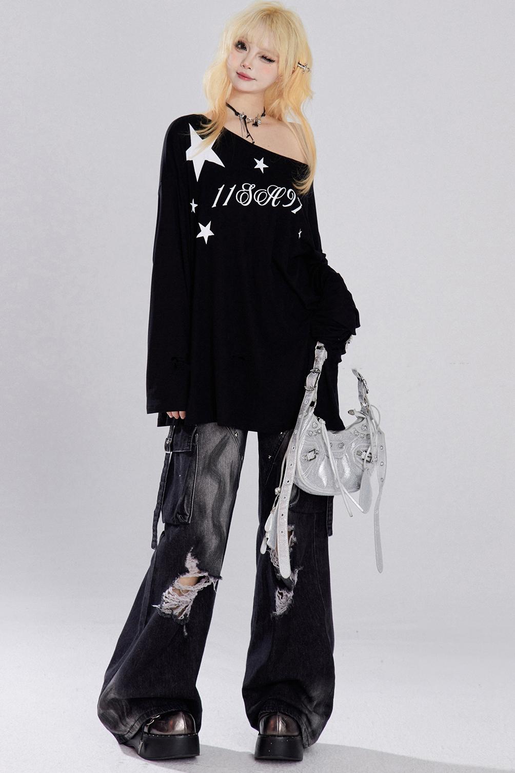 Sheer Letter Print T-Shirt