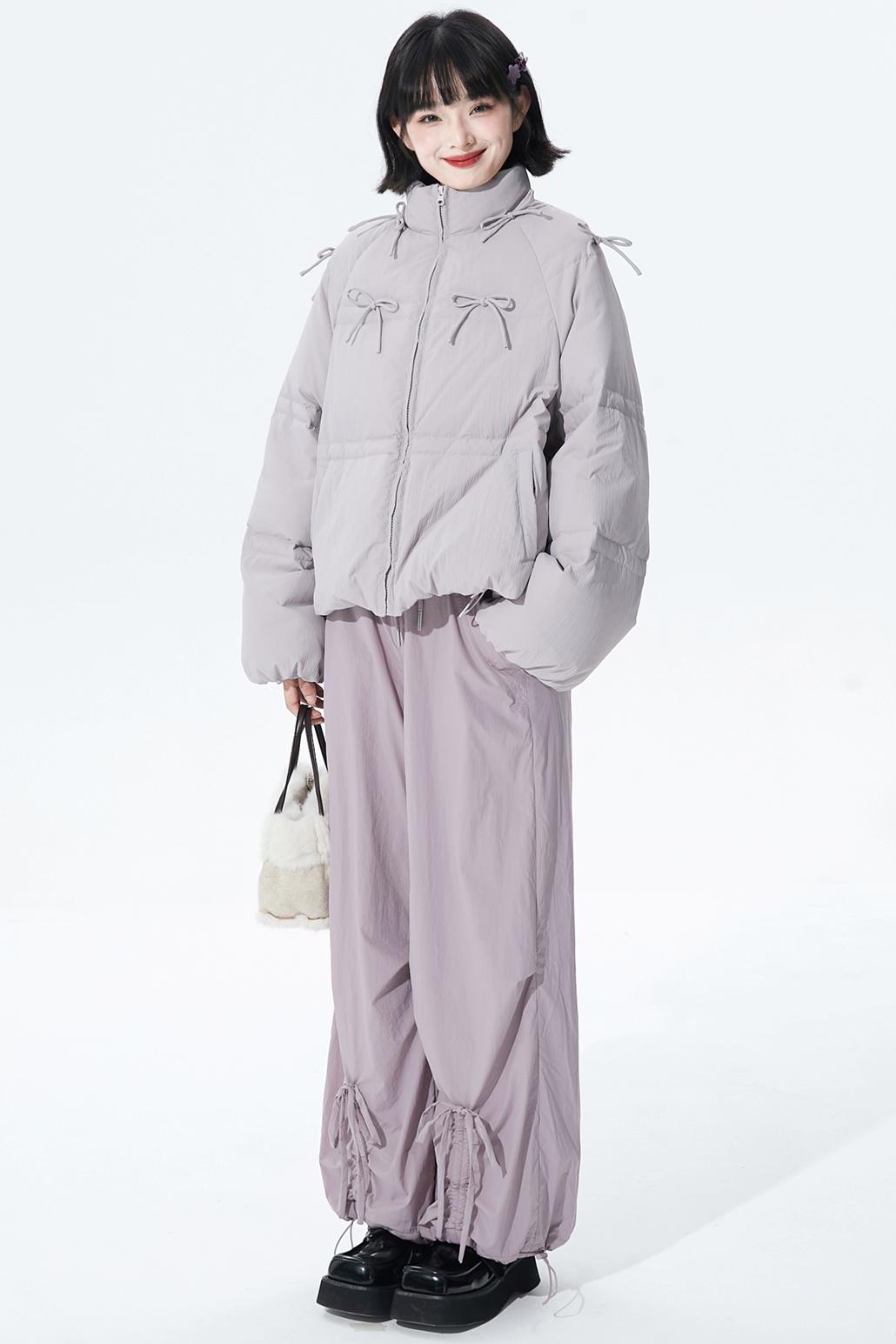 Gray purple fleece lined pants