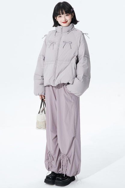 Gray purple fleece lined pants