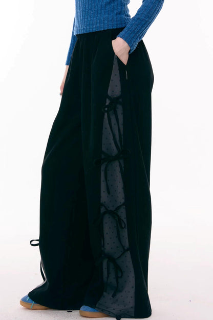 サイドリボンワイドパンツ