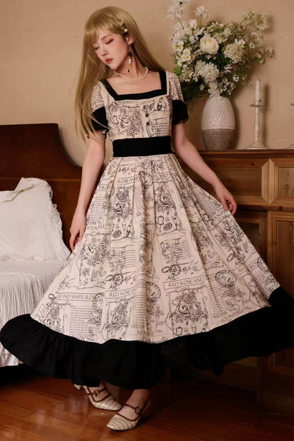 Rose Print Classical Dress
