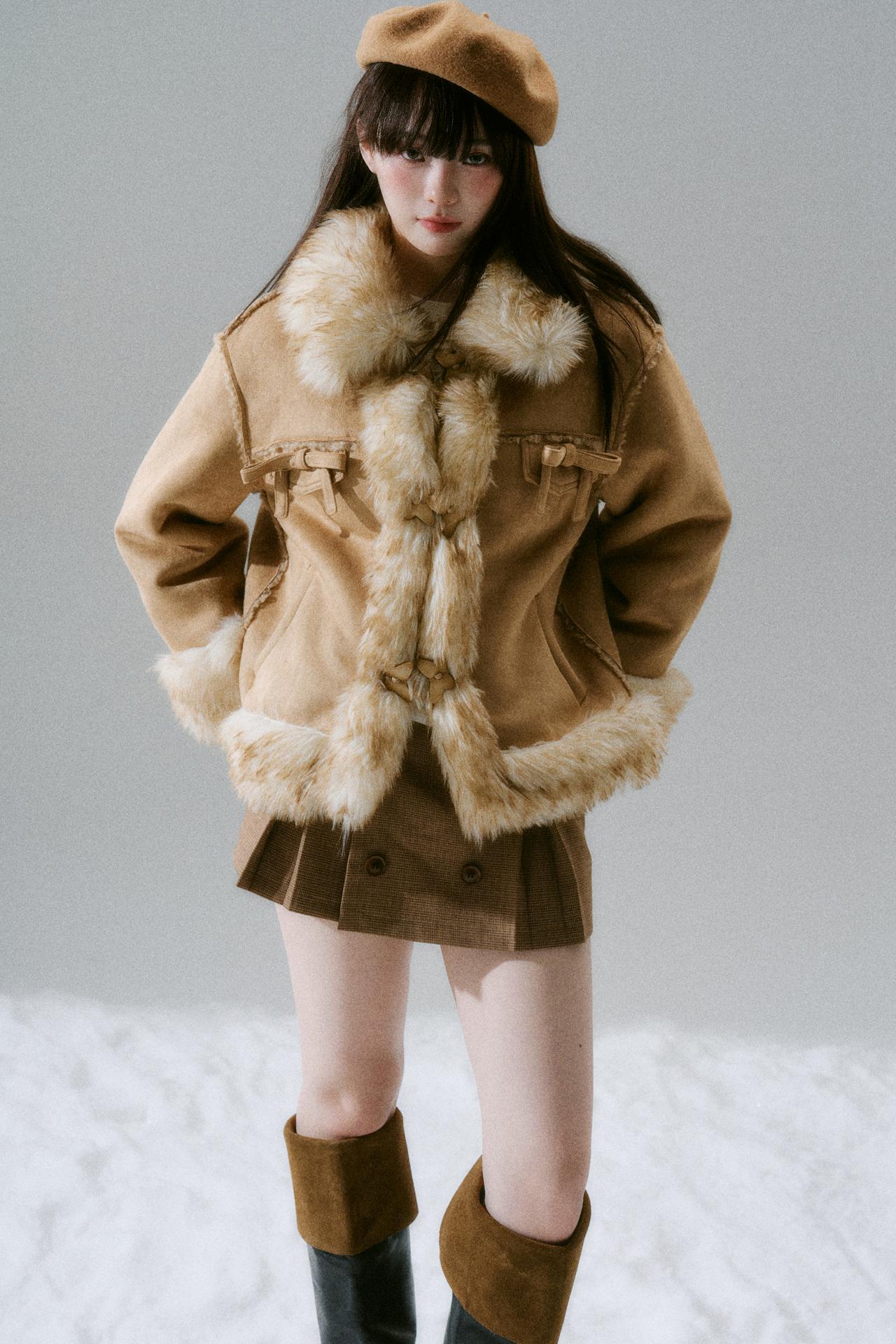 Fur Ribbon Pocket Coat
