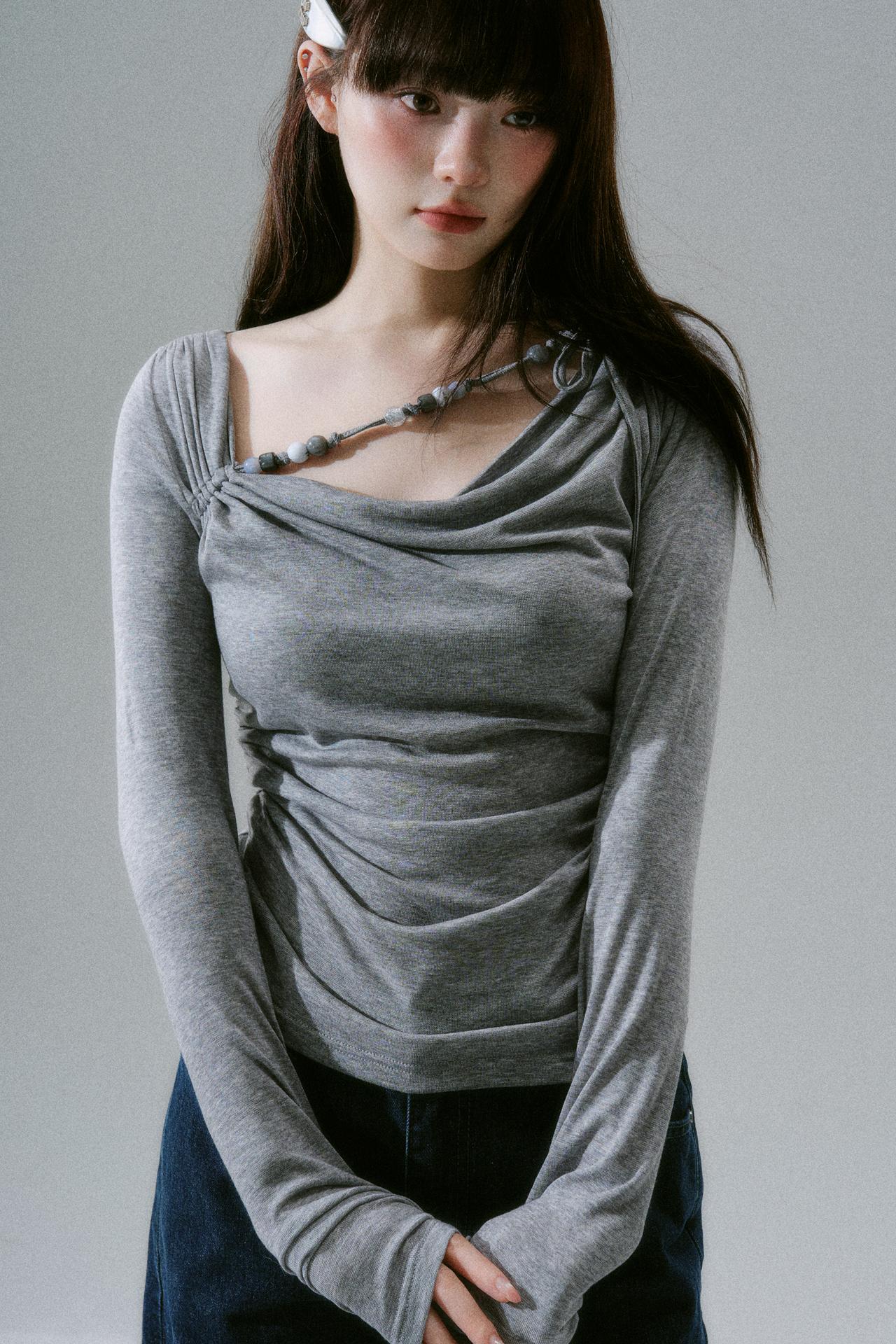 Open collar tight mode top