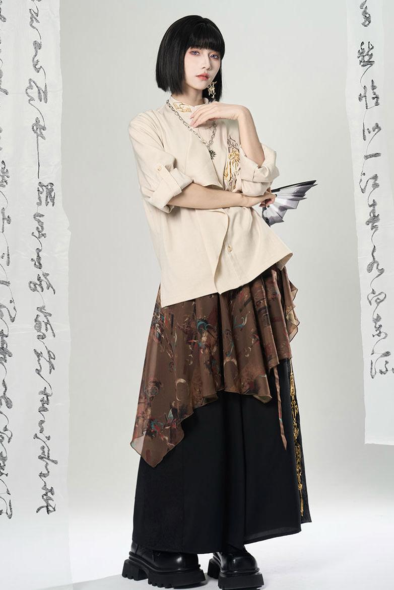 Lagenlook-Set mit weiter Hose im China-Stil