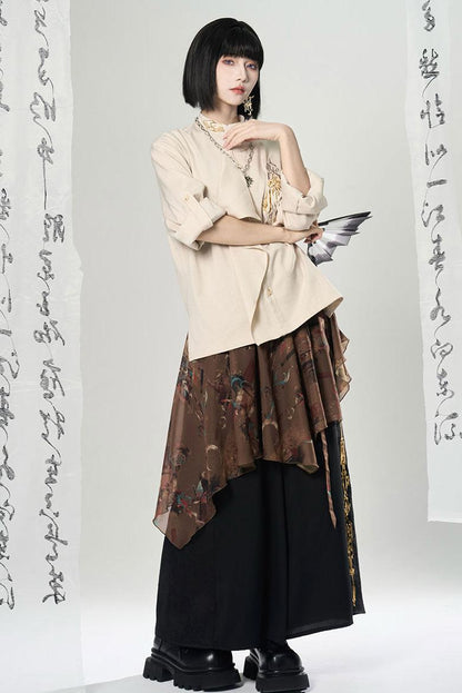 Lagenlook-Set mit weiter Hose im China-Stil