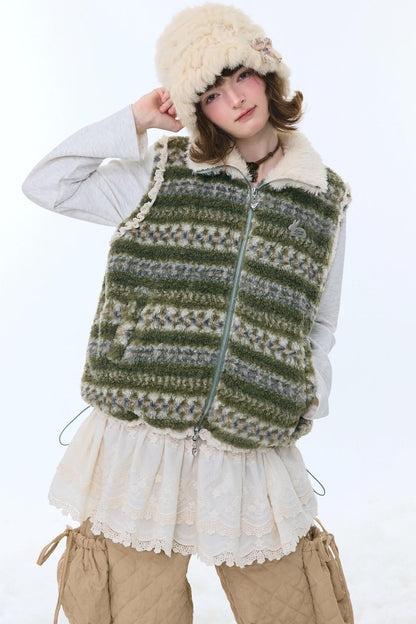 Retro Fair Isle Fleece Vest