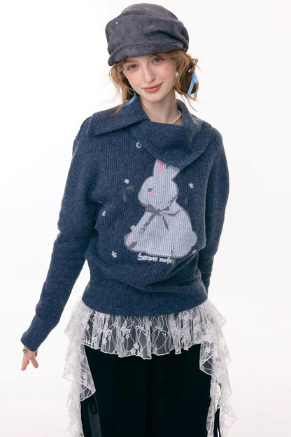 Rabbit Print Knit Top