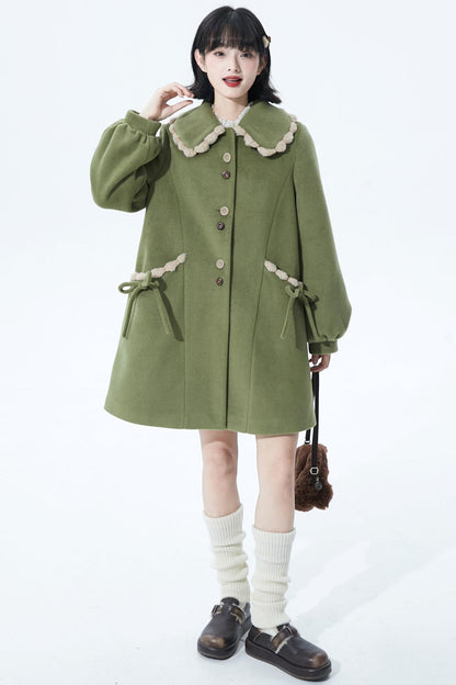 ジャスミングリーンウールコート