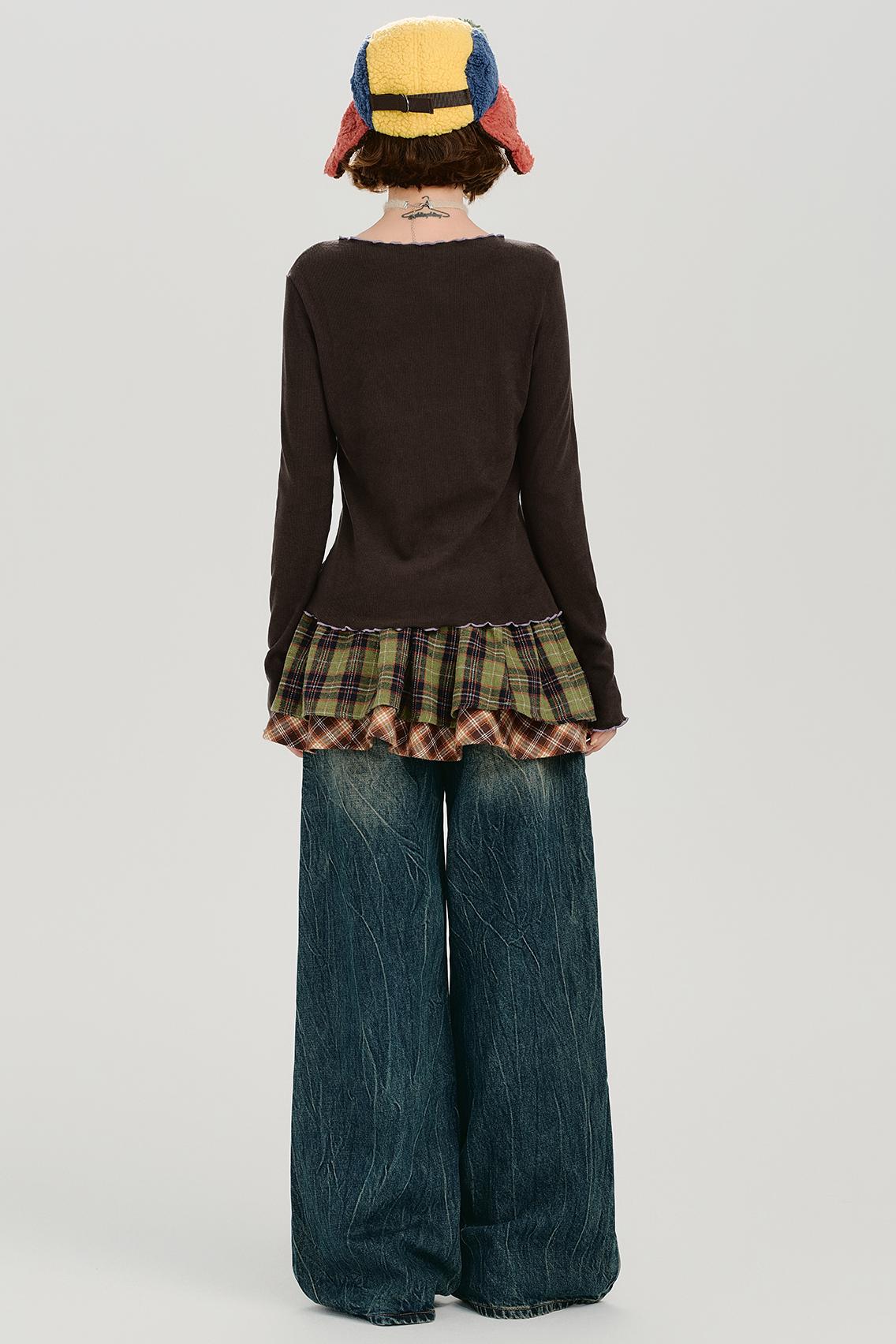 レトロベーシックソフトロングスリーブトップス