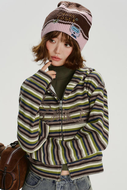 レトロボーダージフードパーカー