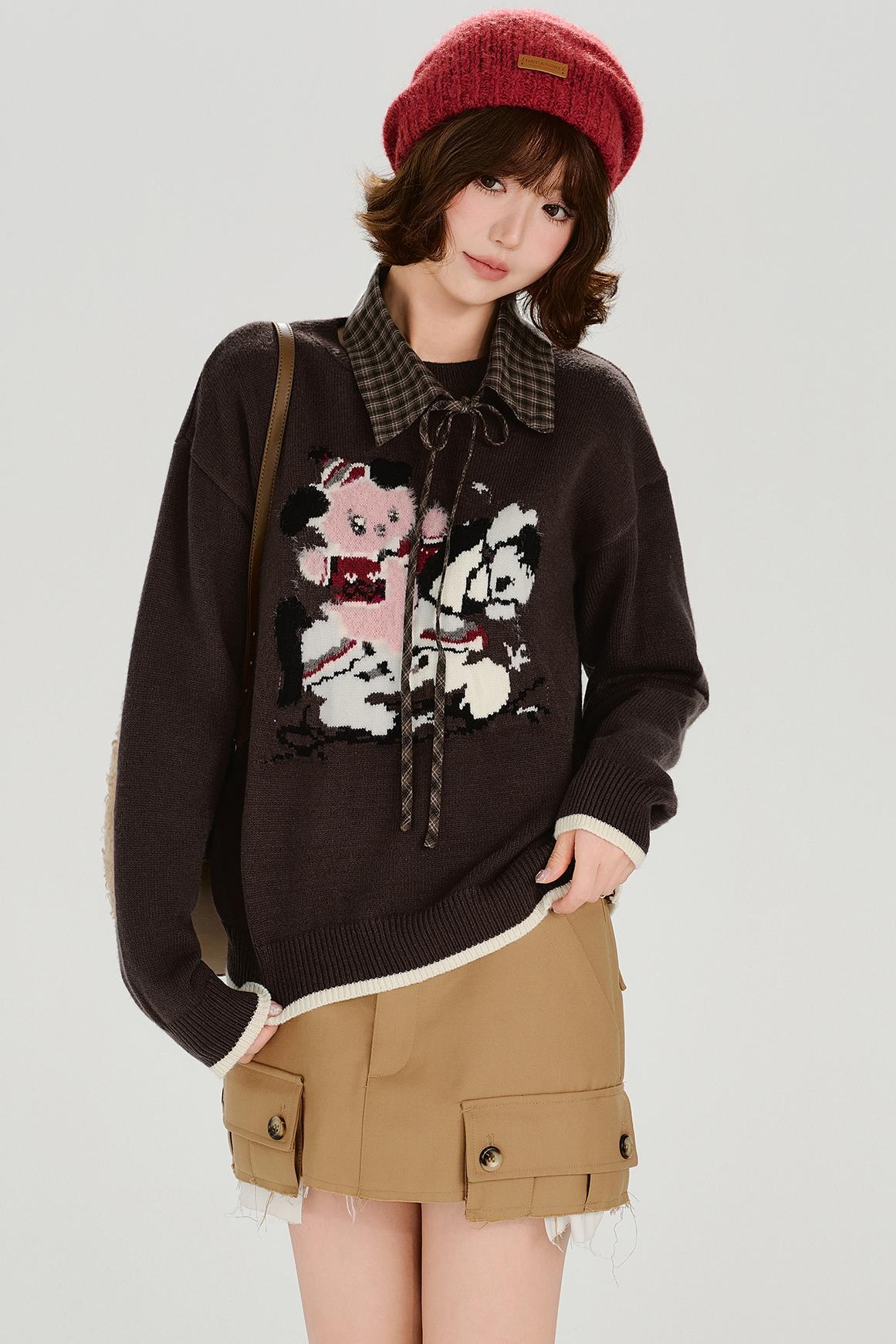 レトロジャガードソフトカラートップス