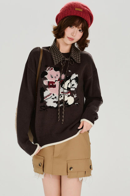 レトロジャガードソフトカラートップス