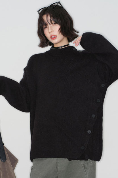 solid-collar knitted sweater