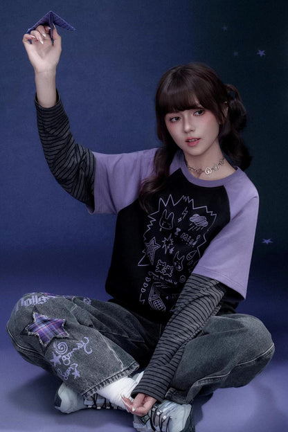 Dark Graffiti Print Top