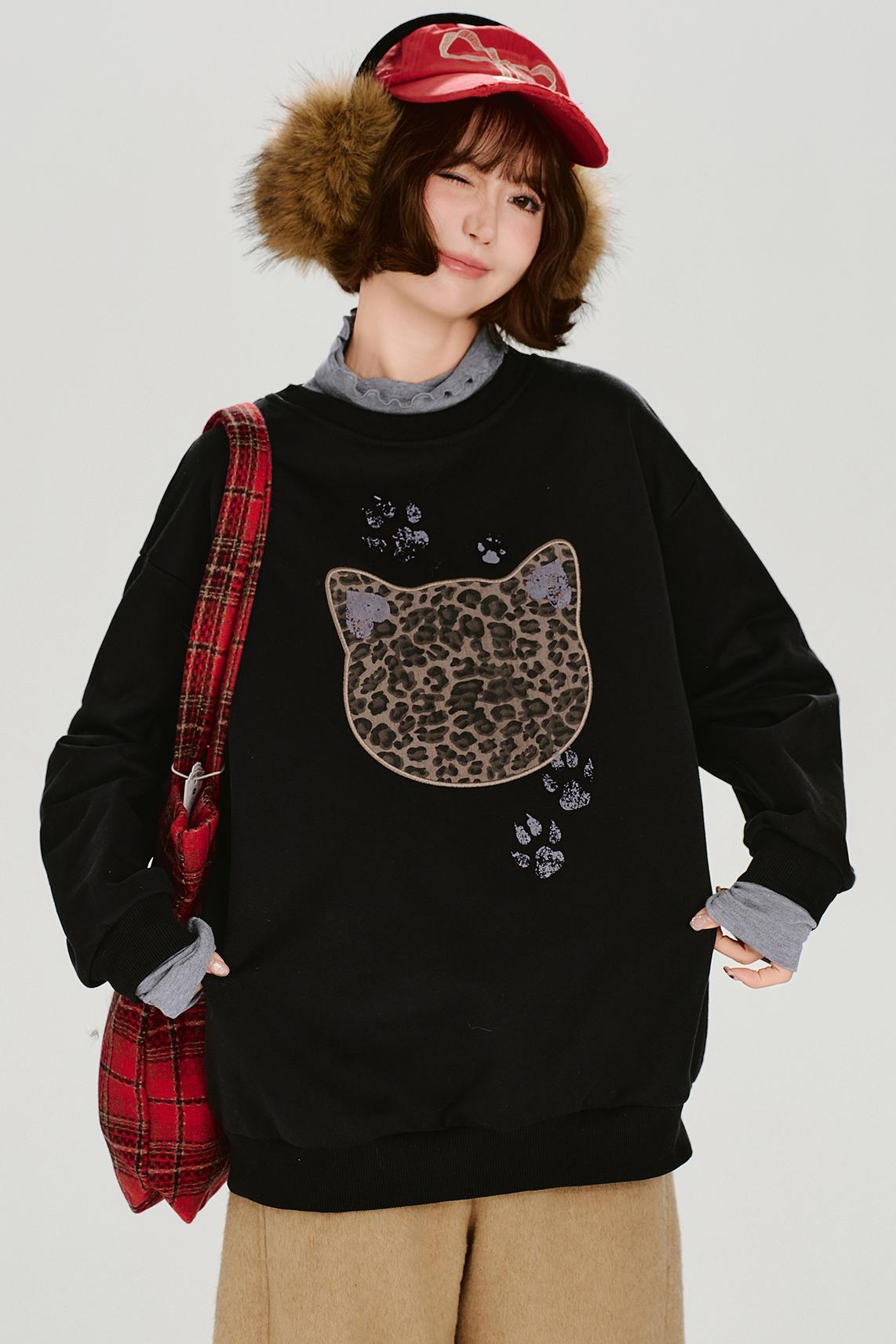 レトロレオパードルーズモードトップス