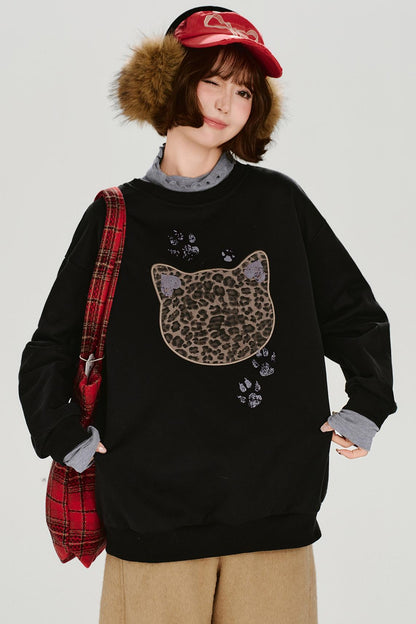 レトロレオパードルーズモードトップス