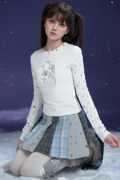 check star pleated skirt