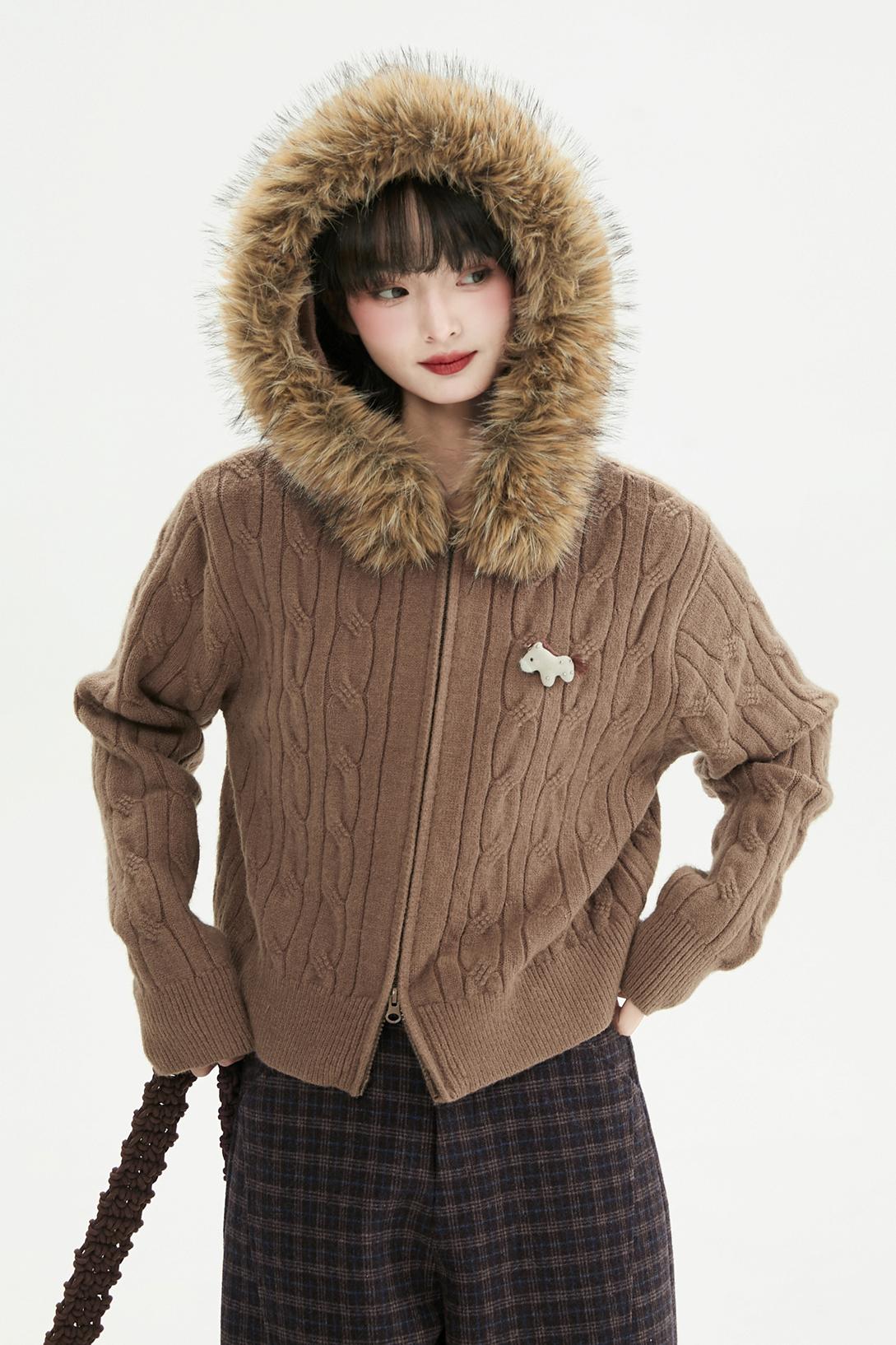 コーヒーファーカラーカーディガン