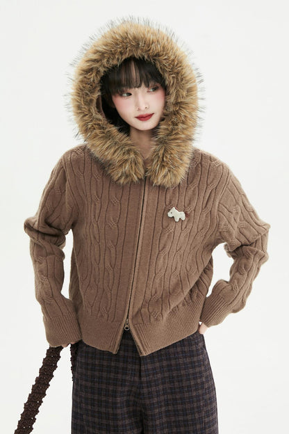 コーヒーファーカラーカーディガン