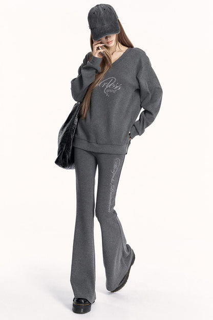 Brushed V-Neck Sweatshirt Setup