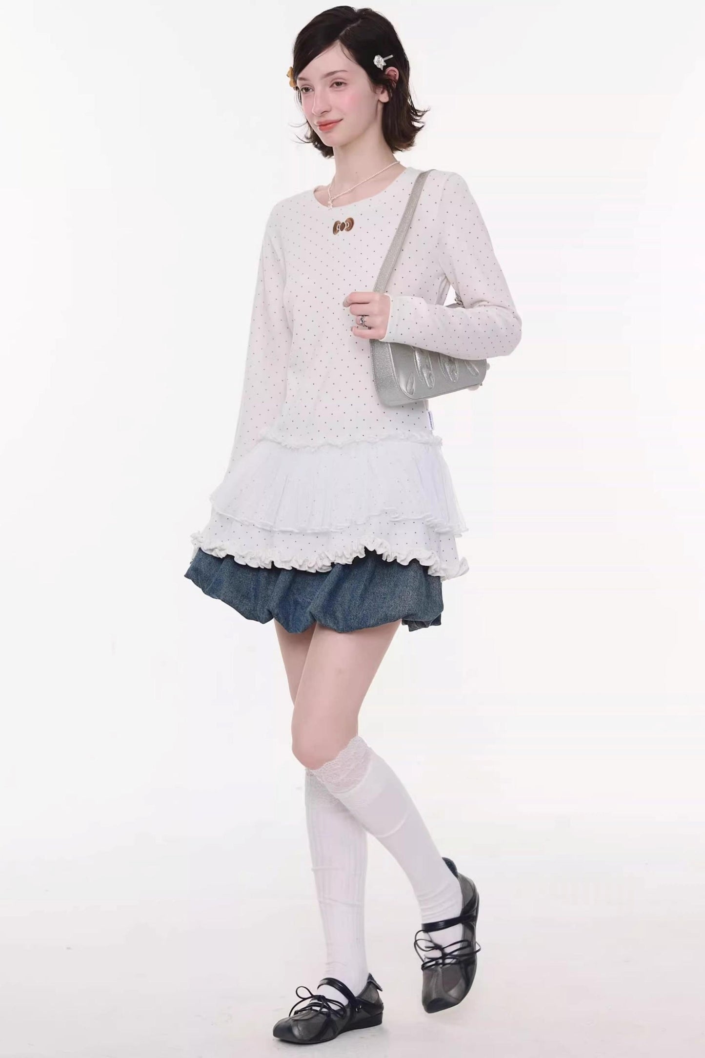 Sweet Bubble Denim Skirt