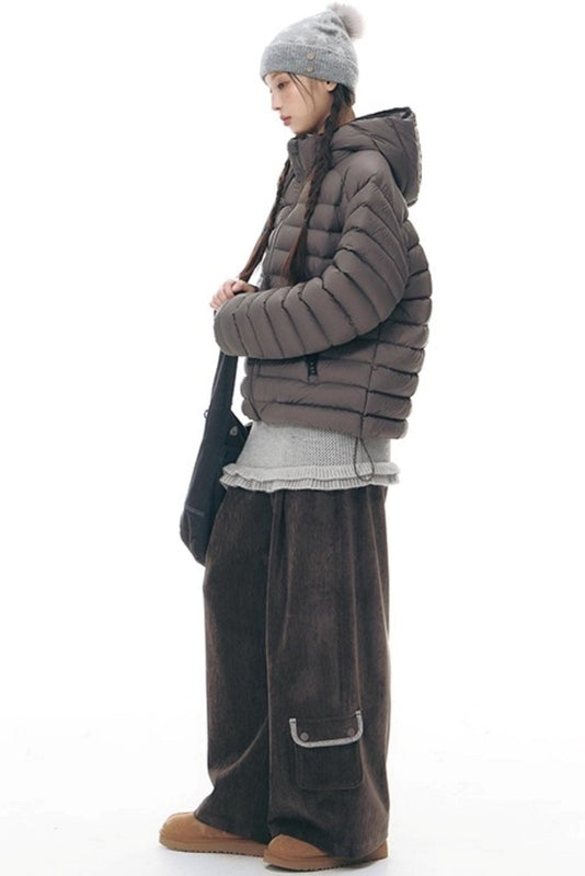 マルチポケットカジュアルロングパンツ+ロールアップワイドレッグミディアムパンツ