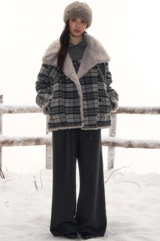 リバーシブルチェックルーズコート