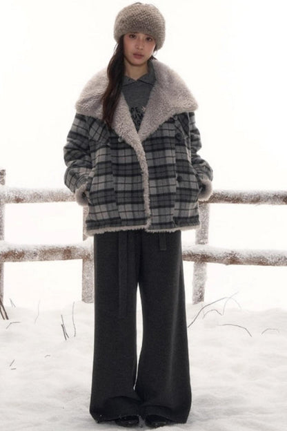 リバーシブルチェックルーズコート