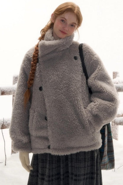 リバーシブルチェックルーズコート