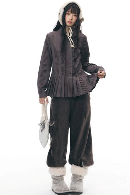 ラッフルダブルブレスタフリルトップス