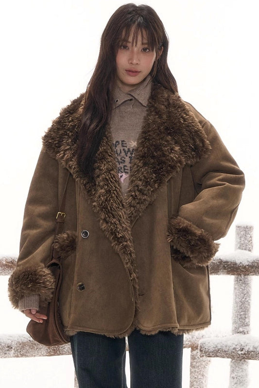 リバーシブルファースエードコート