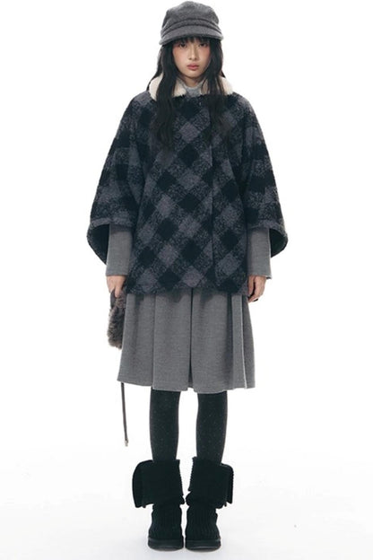 レトロトップス+プレッピープリーツスカート+スカーフ