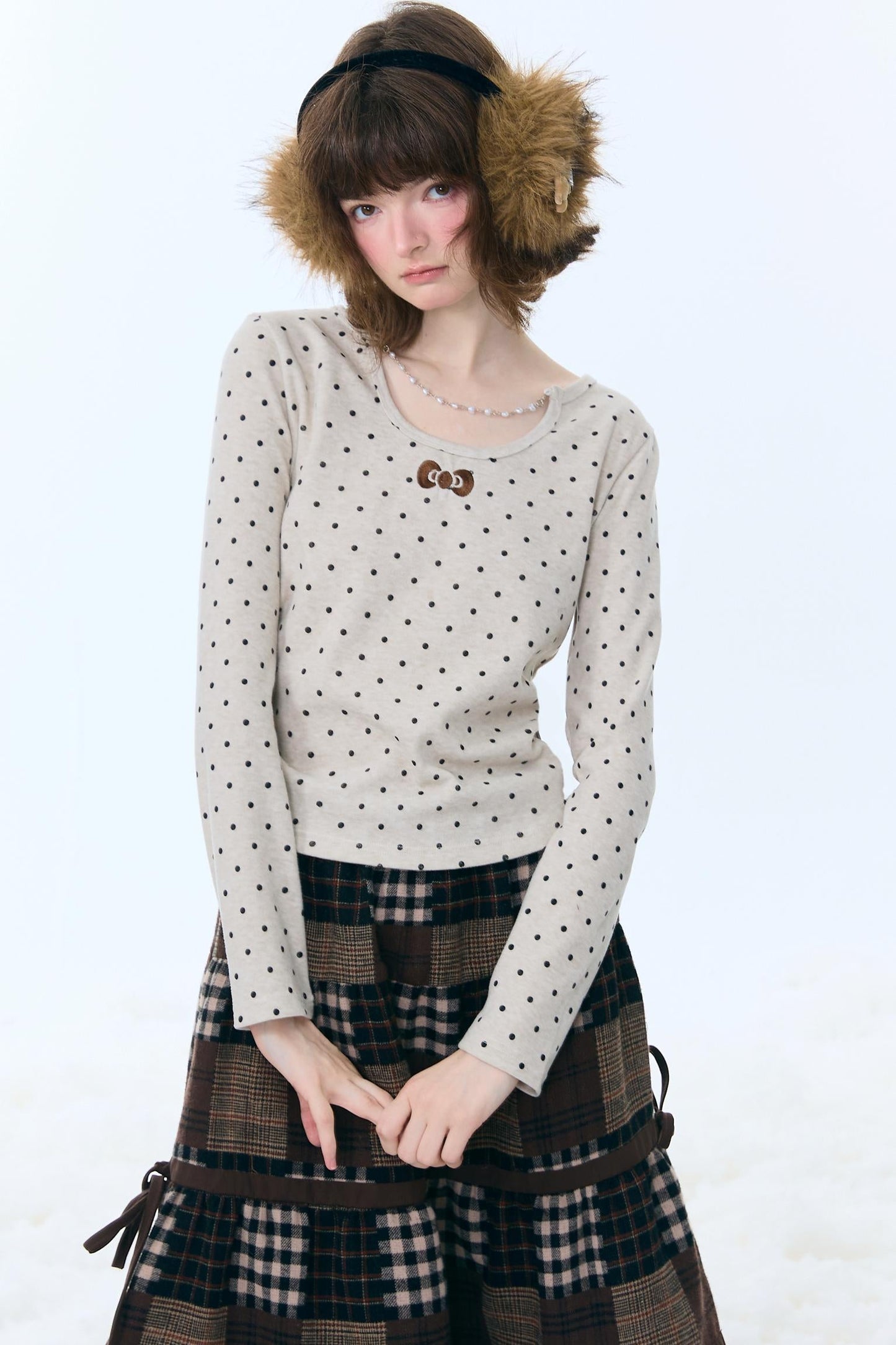 Polka Dot Chain Knit Top