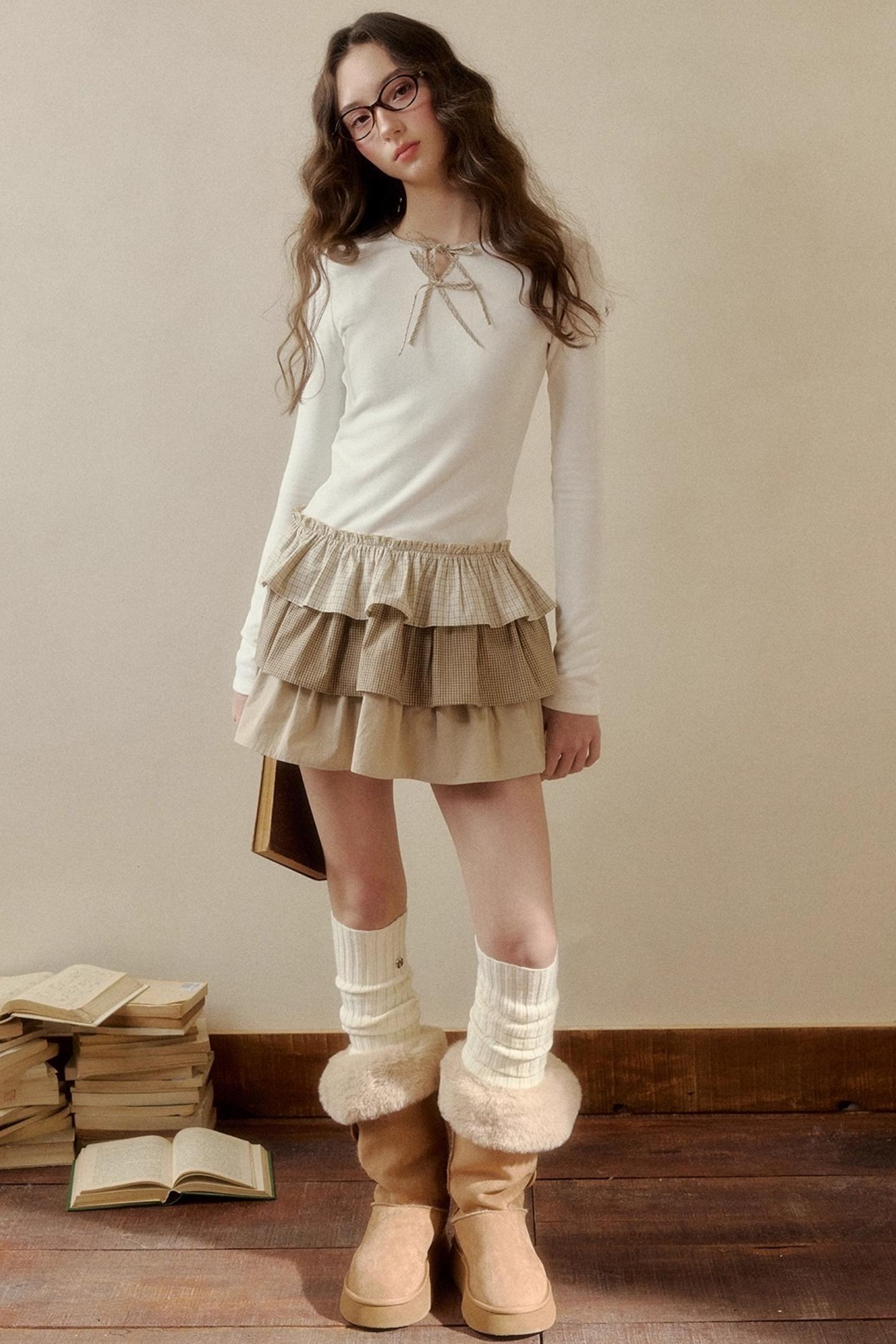 レトロチェックレイヤードドレス