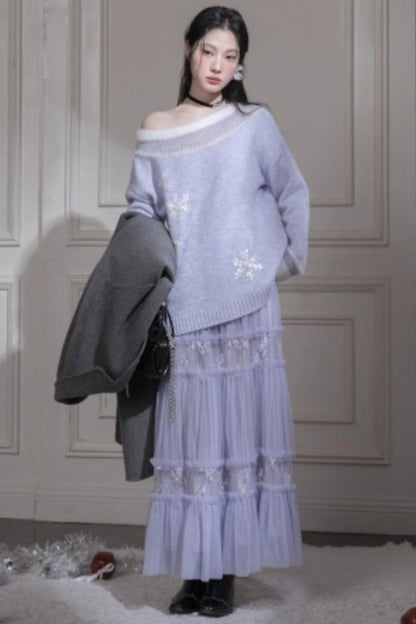 ホリデースノーフレークワンショルダートップス