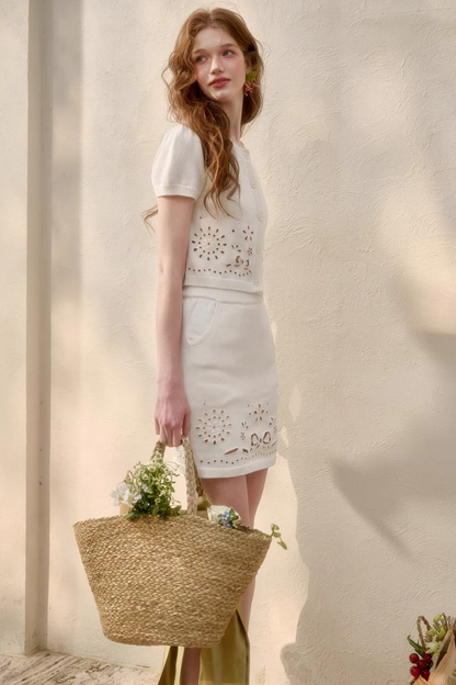 パフスリーブフレンチトップス＋スカート